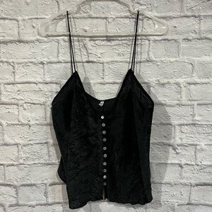 Free People Black Velvet Button-Front Camisole